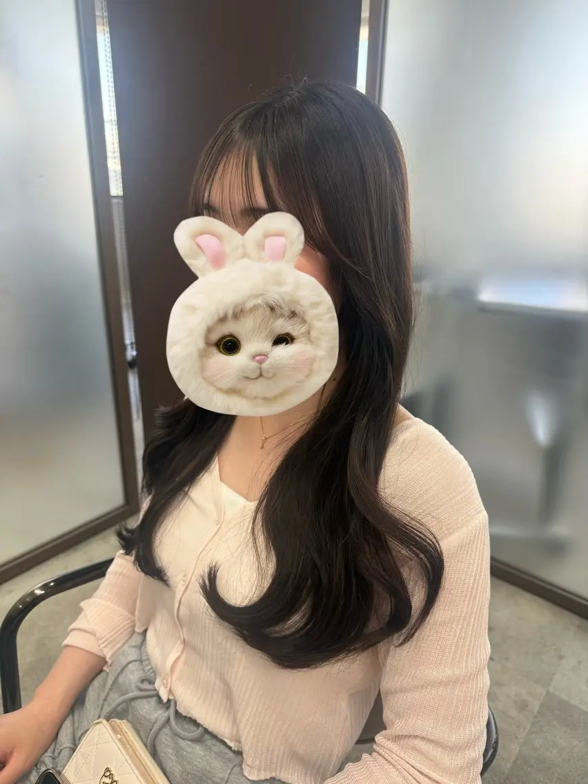 ロング 顔周りカット 韓国風ヘア レイヤーカット カット トリートメント レイヤーカット /顔周り/和奏︎♪のヘアスタイル