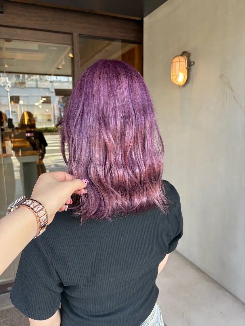 セミロング カラー ラベンダーカラー ピンクカラー ピンクラベンダー カット ヘアカラー 🎀韓国レイヤー/透 明感カラー/airiのヘアスタイル