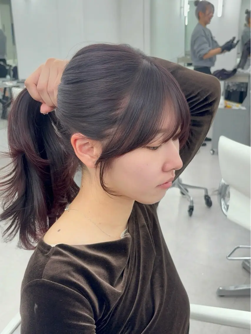 ロング カラー レイヤーカット 小顔カット カット ヘアカラー トリートメント 韓国ヘア/レイヤー/ 顔まわり足立遥奈のヘアスタイル