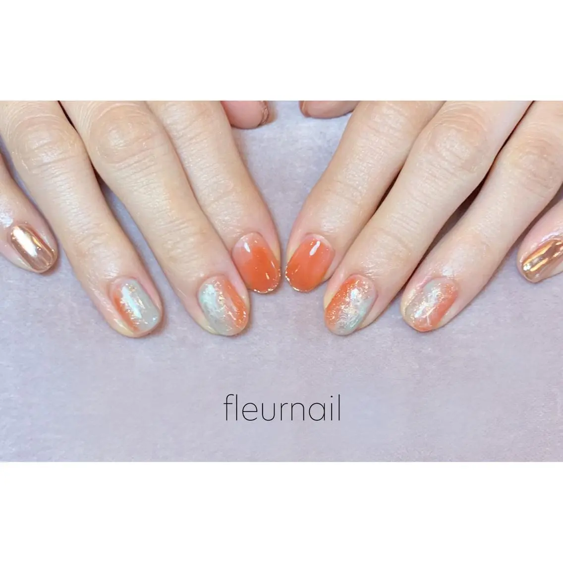 ネイル ブルー 成人式 長さ出し ジェルネイル ゴールド ハンドネイル fleurnail miuraのネイルデザイン