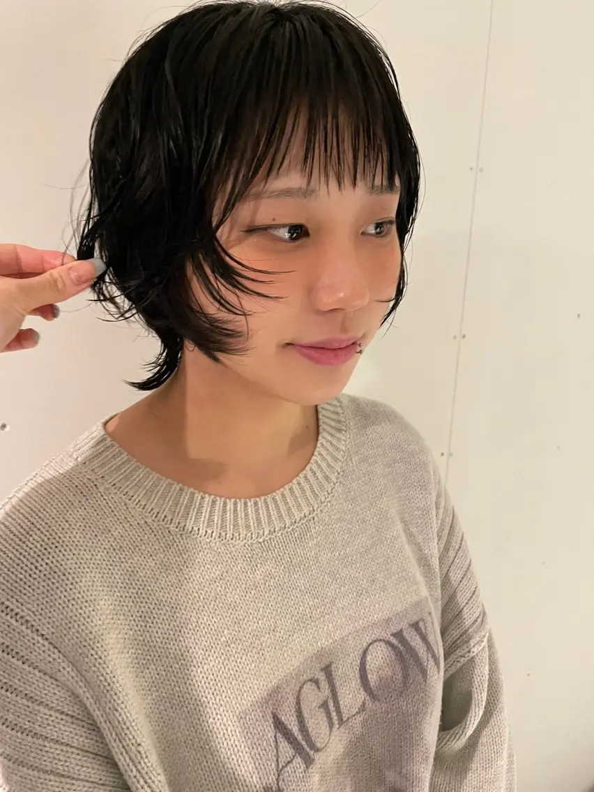 ミディアム パーマ カット パーマ ブリーチなし/透明 感カラー/miyouのヘアスタイル