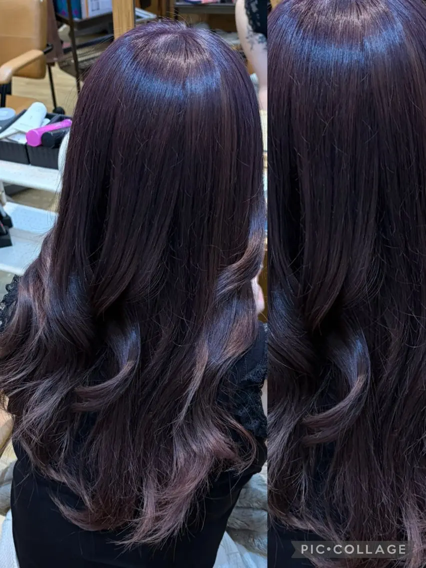 ロング カラー カット ヘアカラー トリートメント 👑髪質改善Wカラー 👑アユカのヘアスタイル
