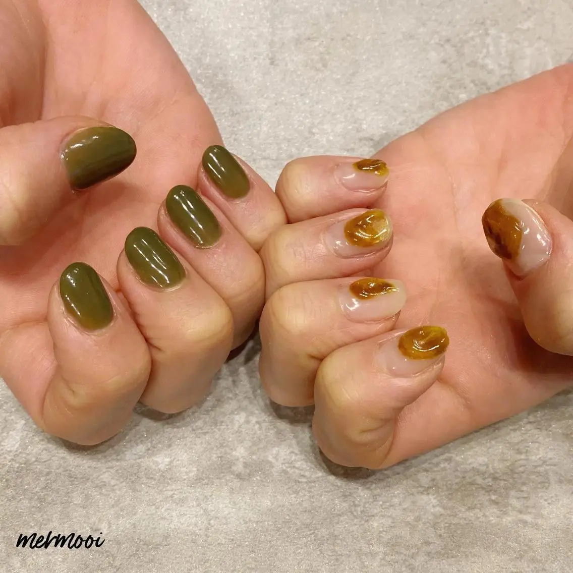 ネイル べっ甲ネイル マットネイル ニュアンスネイル スカルプネイル mermooi nailのネイルデザイン