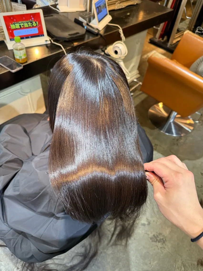 セミロング パーマ 髪質改善&縮毛矯正 カット/soyaのヘアスタイル