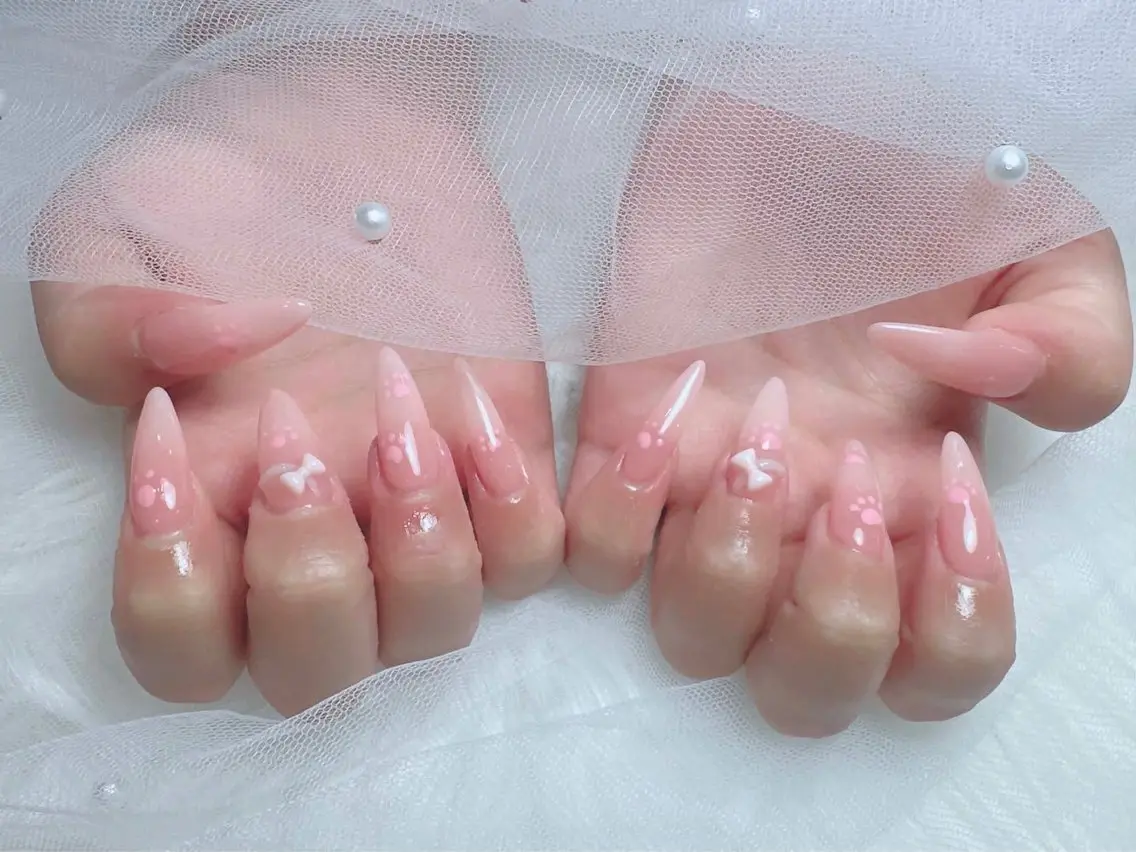 ネイル ブルー フットネイル フレンチネイル 韓国ネイル マグネットネイル ハンドネイル ハンドケア Hara Nail 【持ち込みOK】のネイルデザイン