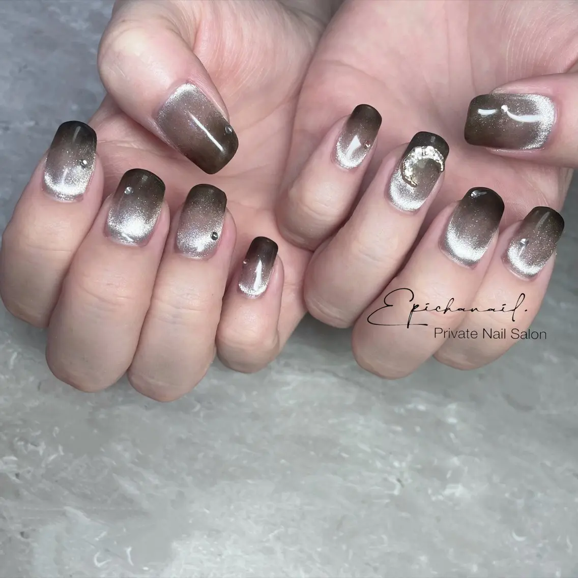 ネイル フレンチネイル マグネットネイル マグネットフレンチ EPICHA NAILのネイルデザイン