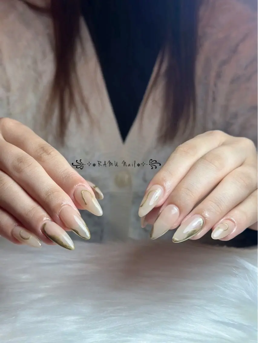 ネイル フレンチネイル 韓国ネイル シンプルネイル ワンホンネイル 冬ネイル ハンドネイル RAMU Nail 恵比寿店のネイルデザイン