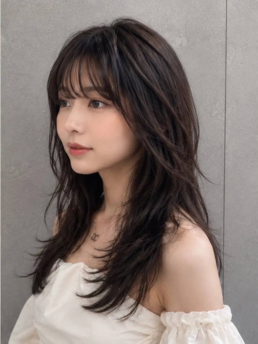ロング カット ヘアカラー トリートメント 韓国レイヤー/ 髪質改善/大石晴也のヘアスタイル