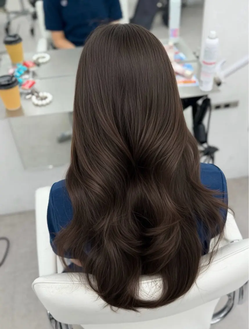 ロング カラー ブラウンカラー カット ヘアカラー トリートメント 韓国ヘア/顔周り ヘアセット/加藤優里のヘアスタイル