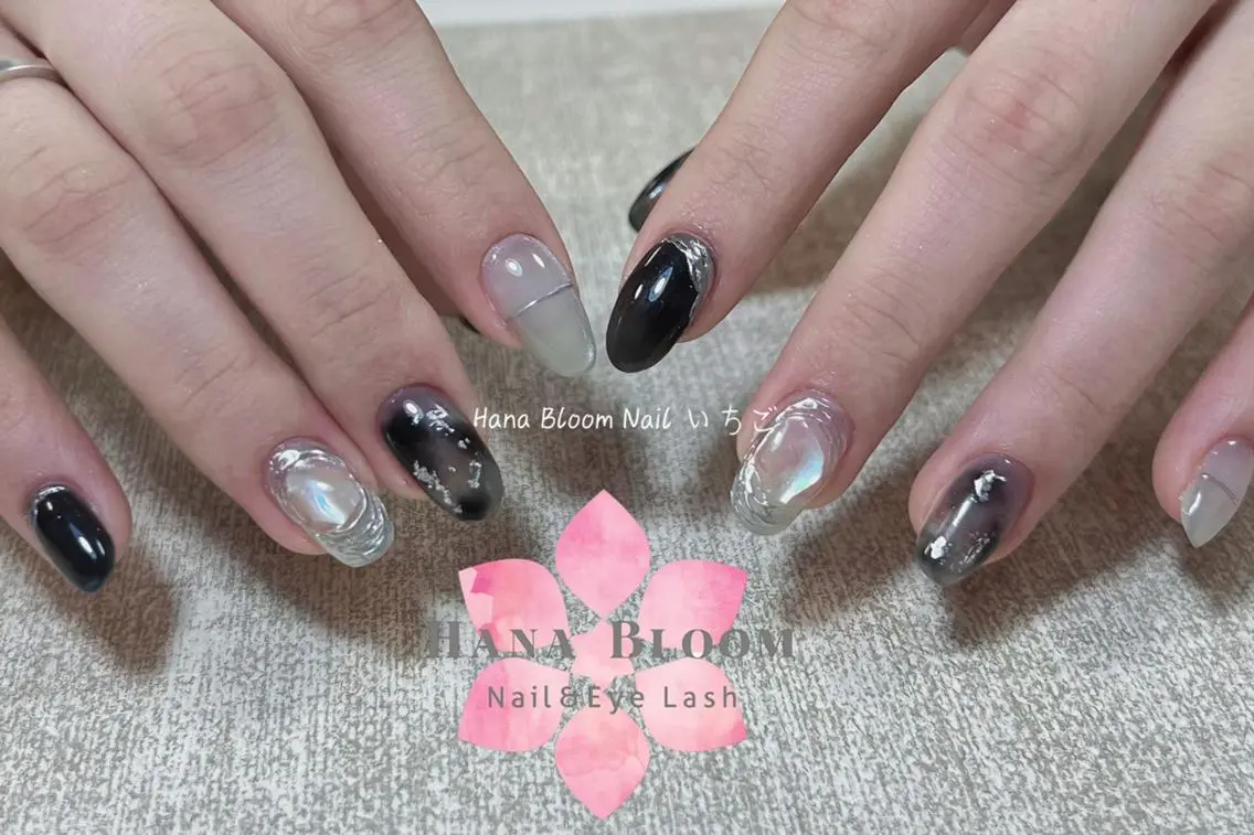 ネイル フレンチネイル ジェルネイル マグネットネイル ミラーネイル 持ち込み ハンドネイル ハンドケア Hana Bloom Nail💗YUIのネイルデザイン