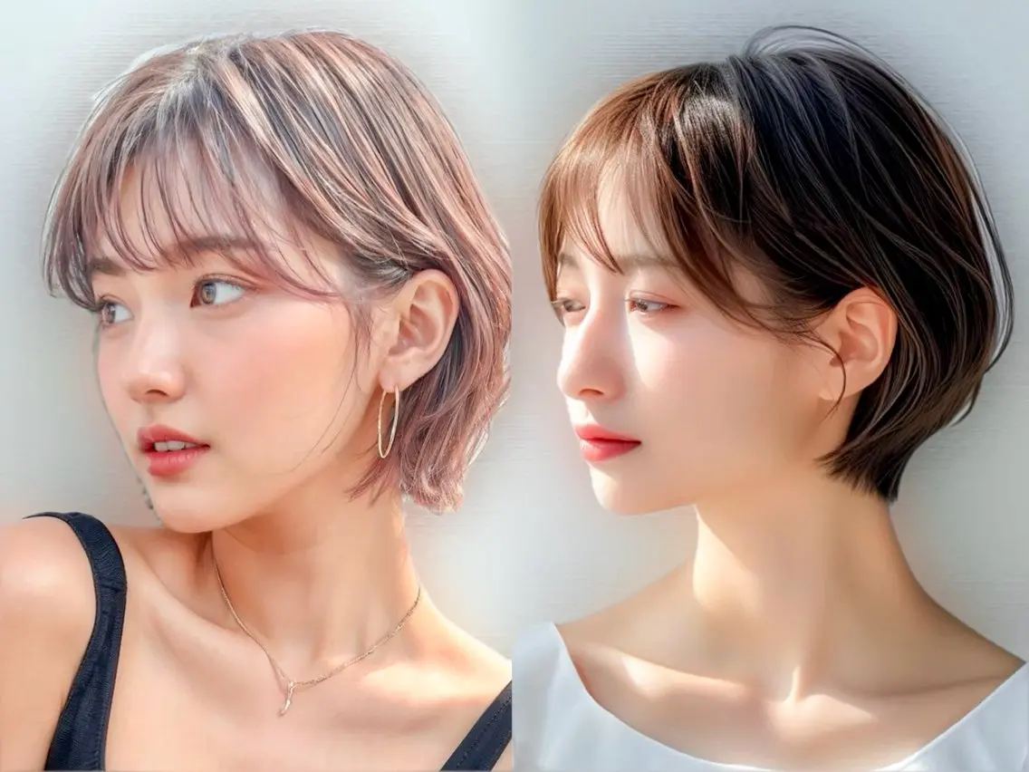 ショート ワンレンボブ ショートボブ ボブ 顔まわりレイヤー 顔周りカット カット ヘアカラー トリートメント 🥀髪質改善/ 透明感🥀ユイキのヘアスタイル