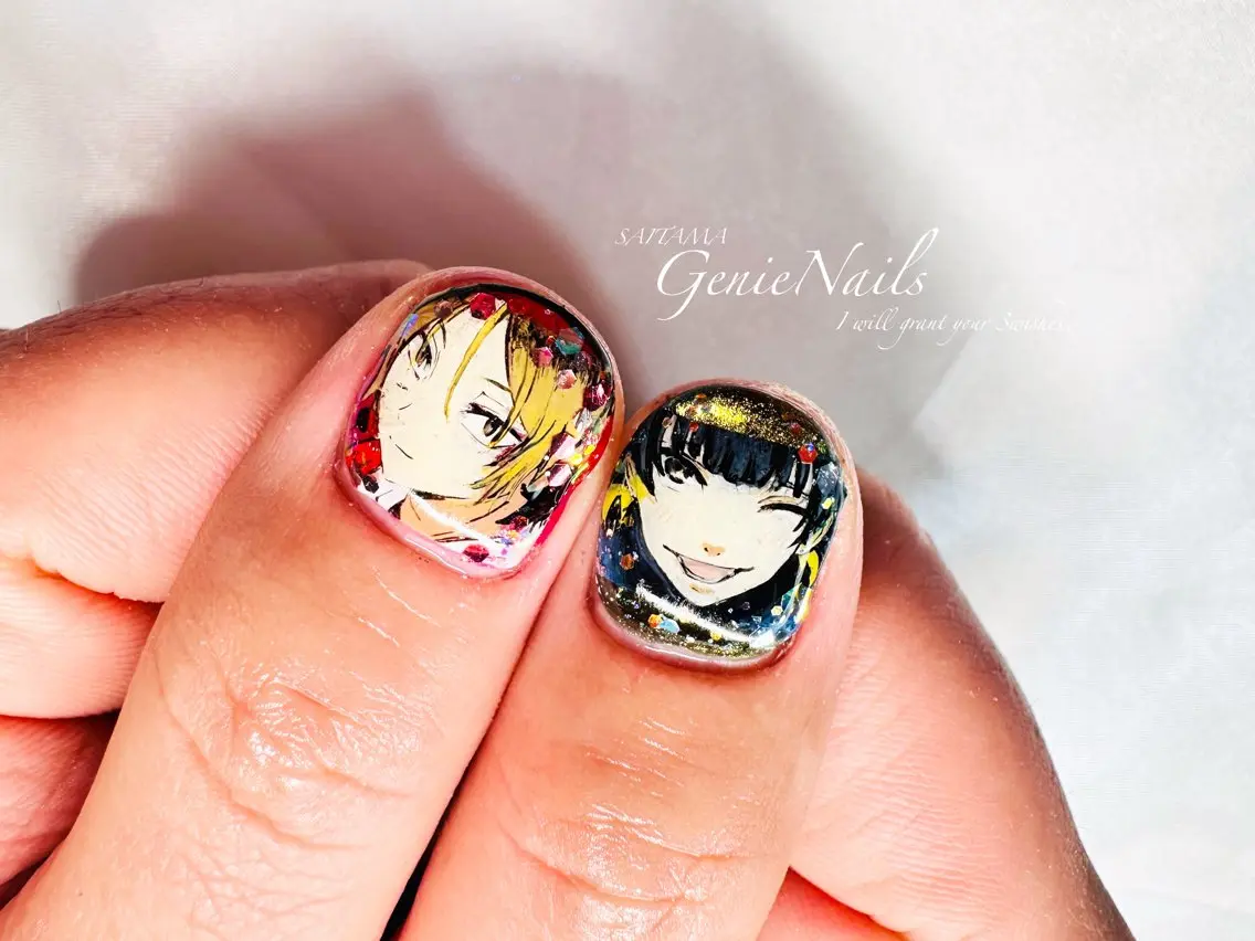 メンズ ネイル アートネイル 長さ出し 氷ネイル・うるうるネイル ロングネイル 持ち込み Genie Nailsのネイルデザイン