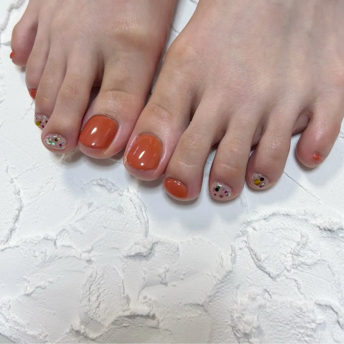 footネイル👣【10本art👩🏻‍🎨】【ワンカラー部分は2色まで選択可‍】の写真