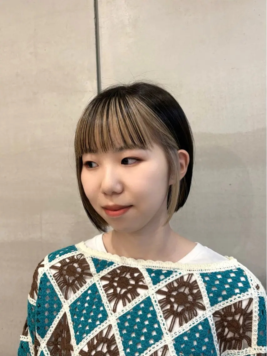 ミディアム カラー ミストバング ブリーチ  フェイスフレーミング rias HARU /カラーモデル募集のヘアスタイル