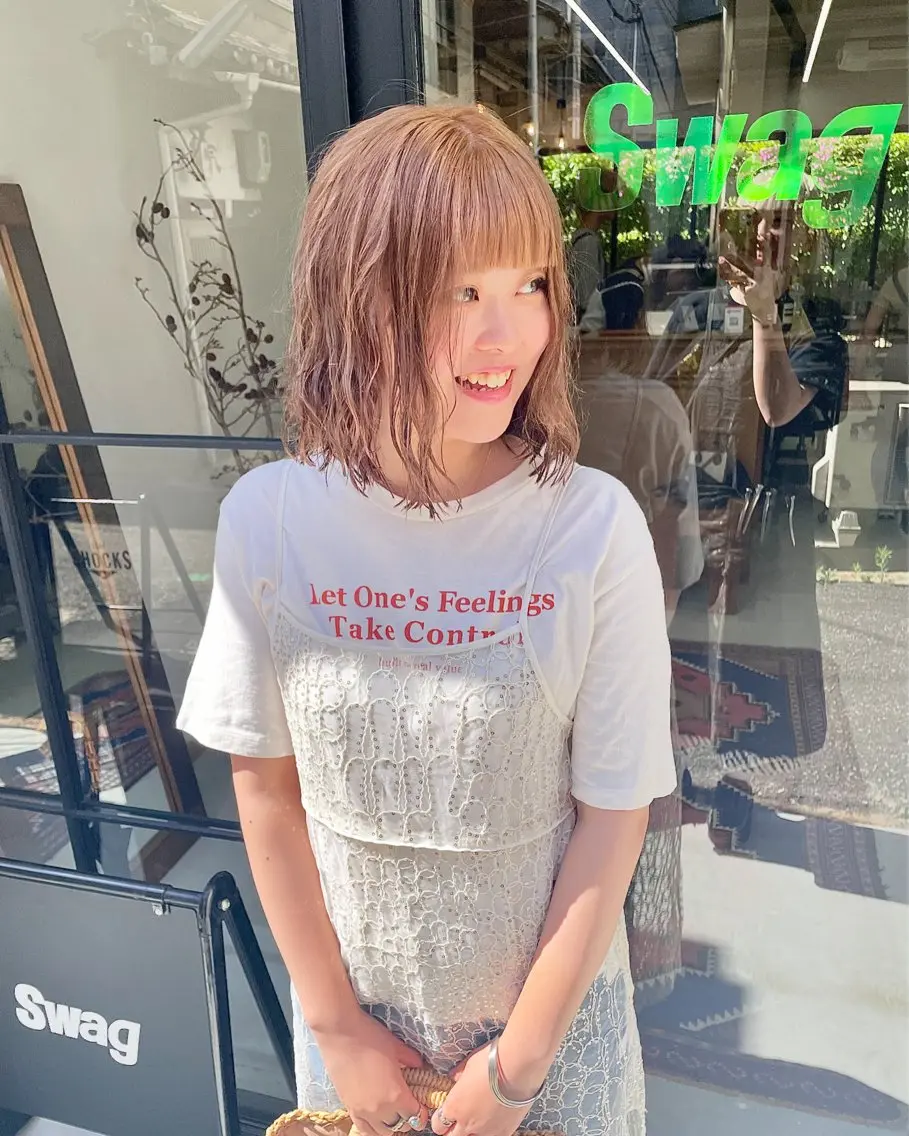 ミディアム カラー パーマ ヘアアレンジ メンズ メンズブリーチ ブリーチ ブリーチなしカラー カット ヘアカラー トリートメント tatsumi/ボブ ウルフ/レイヤーのヘアスタイル