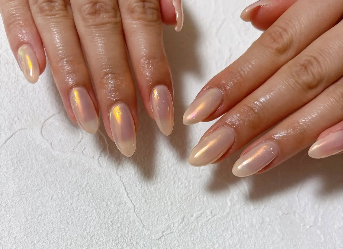 ネイル オーロラネイル ジェルネイル 卒業式 パラジェル 春ネイル ハンドネイル kiki nail &brow二子玉川のネイルデザイン