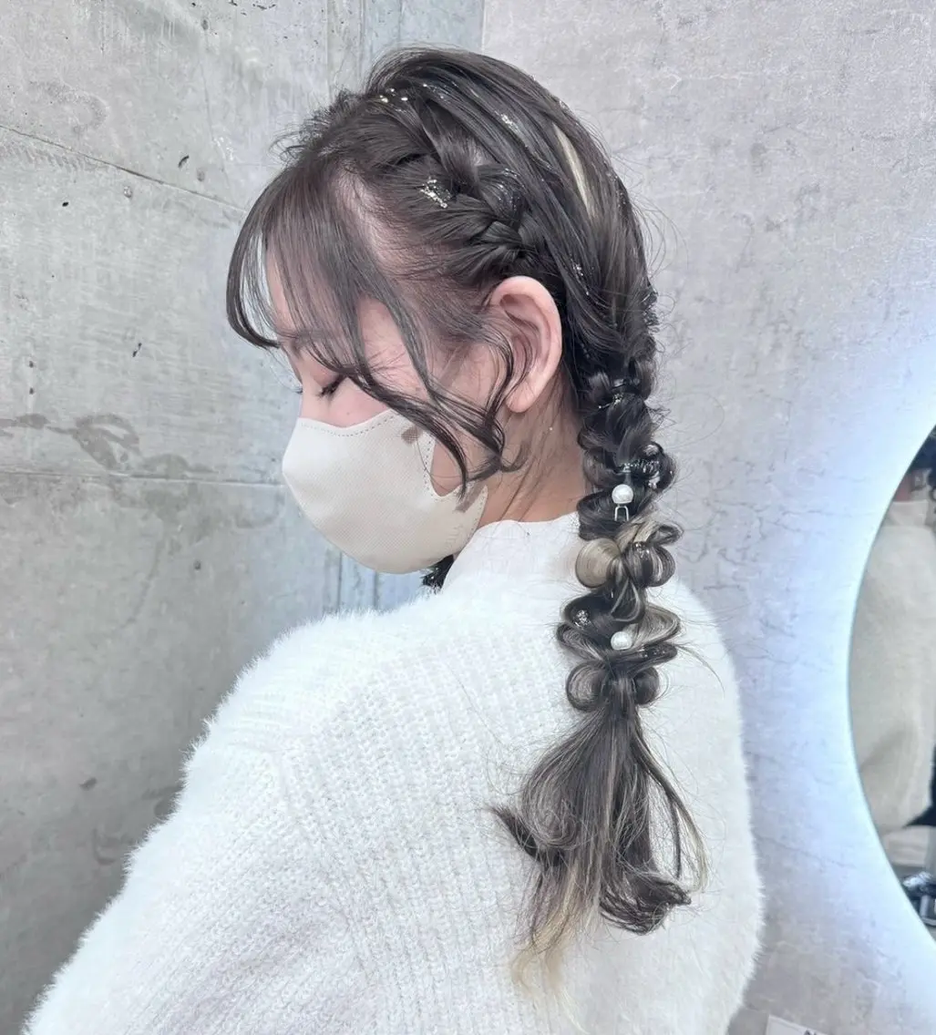 【編みおろし限定🎀】ふわふわ編みおろしヘアセット✨/編みおろしヘア/お呼ばれヘア/ツイン編みおろし/ふわふわアレンジの写真