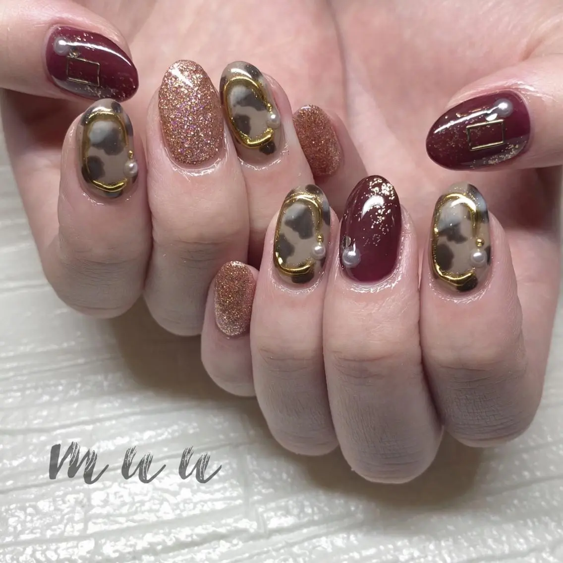 ネイル ラメ(グリッター) ワンカラーネイル ストーンネイル muu nailのネイルデザイン