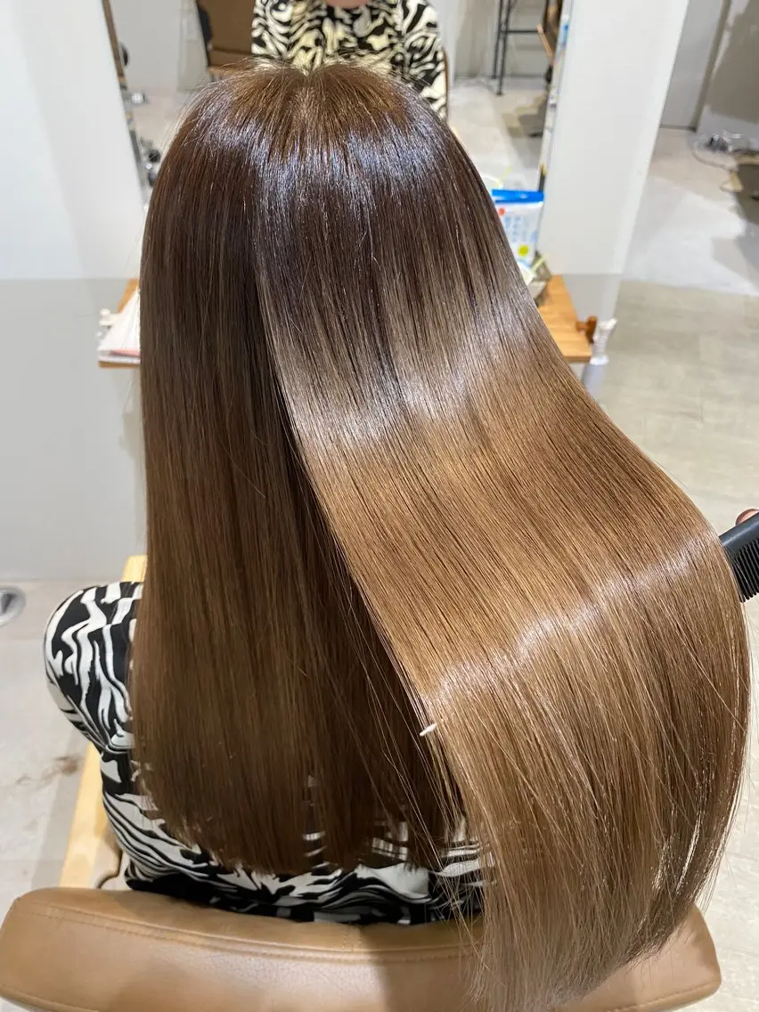 ロング カラー 髪質改善 トリートメント カット ヘアカラー トリートメント クロスパーマ🥇韓国 ヘア🇰🇷濵田航希のヘアスタイル