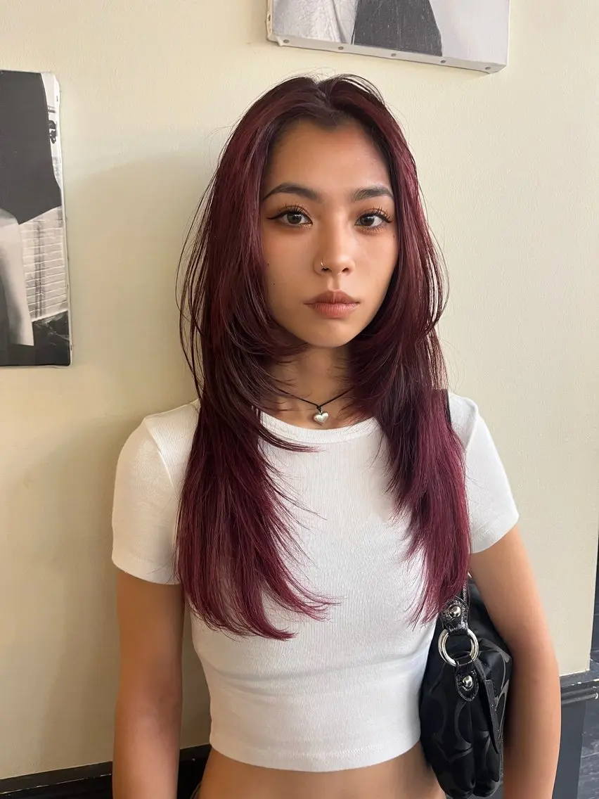 ロング カラー ブリーチ ブラウンカラー ダブルカラー ブリーチなしカラー レッドカラー ヘアカラー 6/5まで目黒店 カラー🎀ミカゼのヘアスタイル
