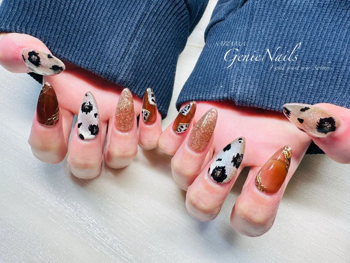 メンズ ネイル アートネイル 氷ネイル・うるうるネイル ロングネイル メンズネイル 持ち込み Genie Nailsのネイルデザイン