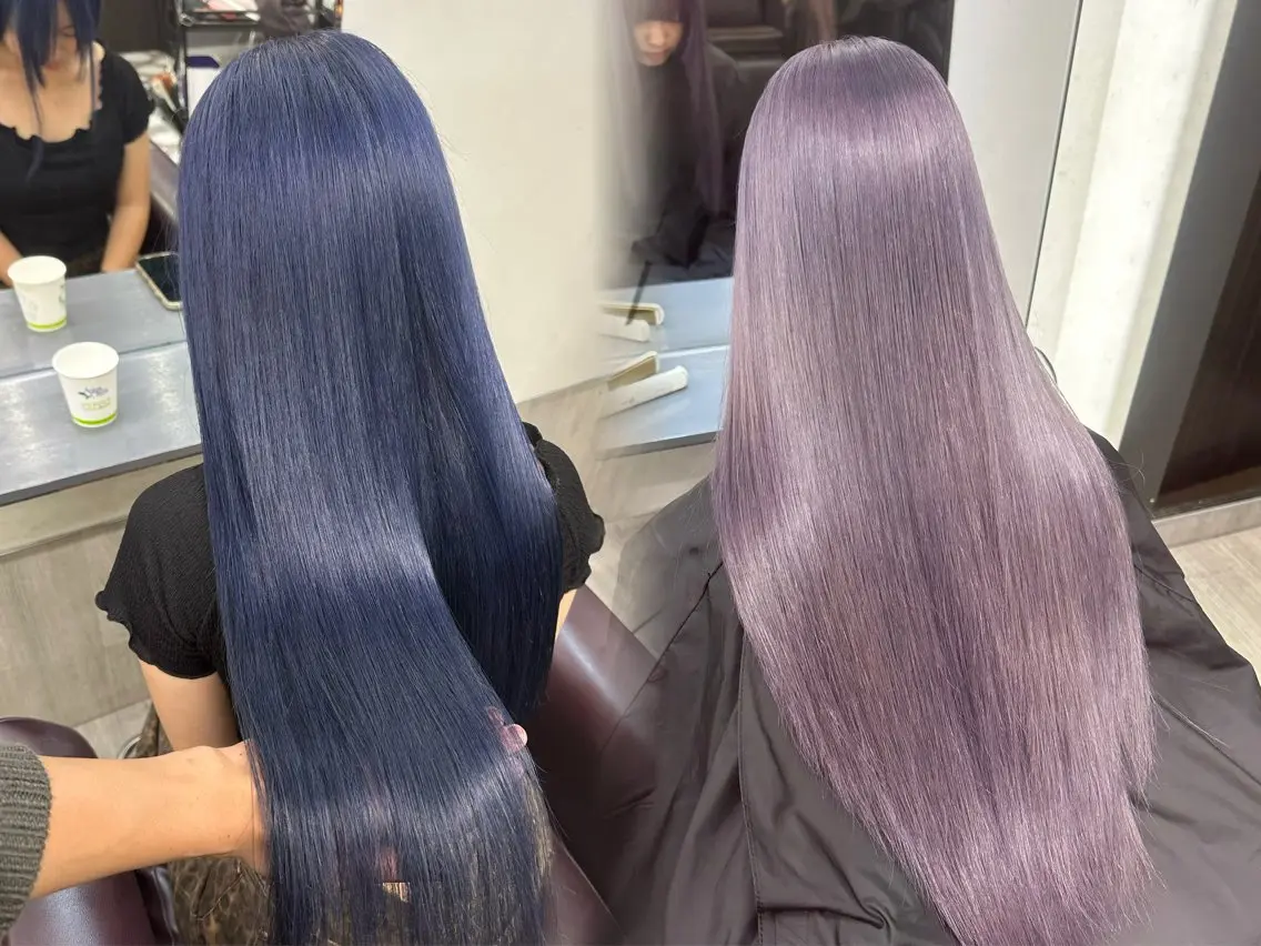 ロング カラー ブルーカラー ラベンダーカラー ネイビーカラー カット トリートメント せいせい/エクステ /ルーツカラーのヘアスタイル