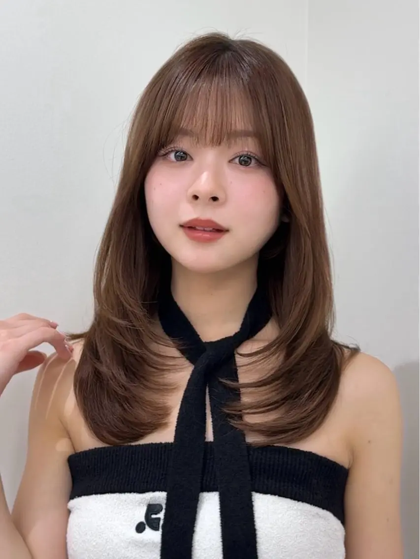 ミディアム レイヤーカット カット ヘアカラー トリートメント 韓国ヘア/レイヤー カット SAKURAのヘアスタイル