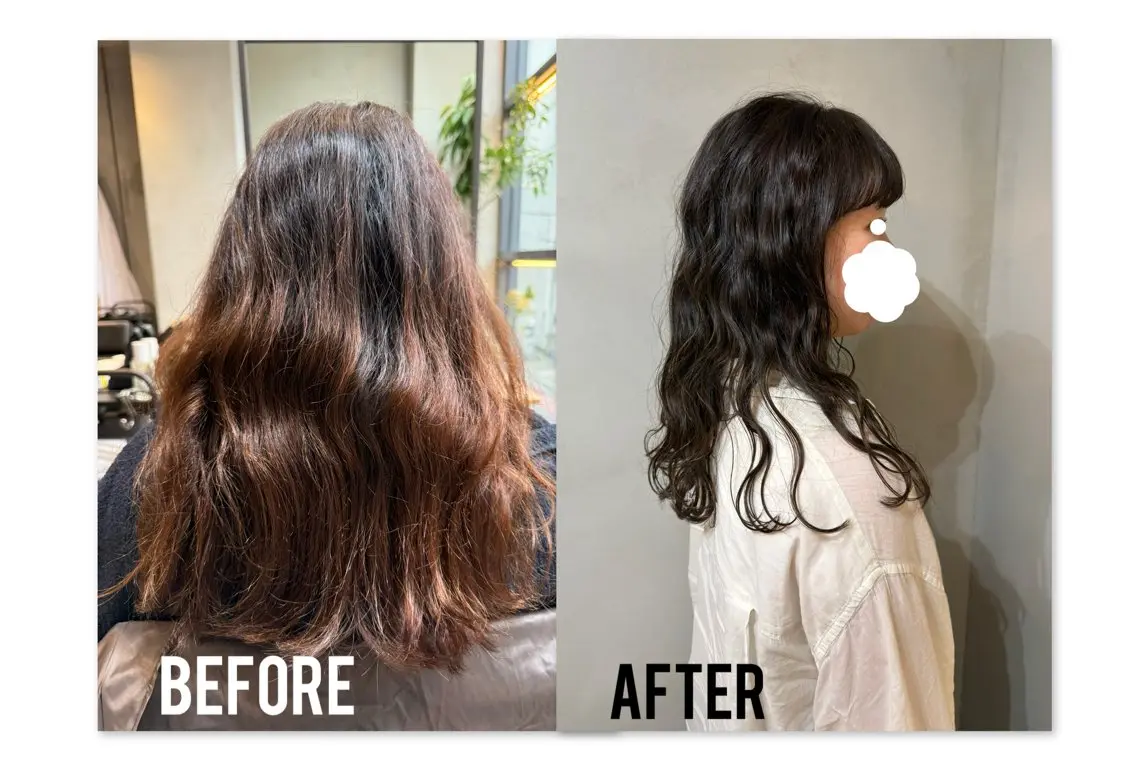 ロング アッシュ アッシュブラウン ヘアカラー トリートメント ヘアセット 七澤 那月のヘアスタイル