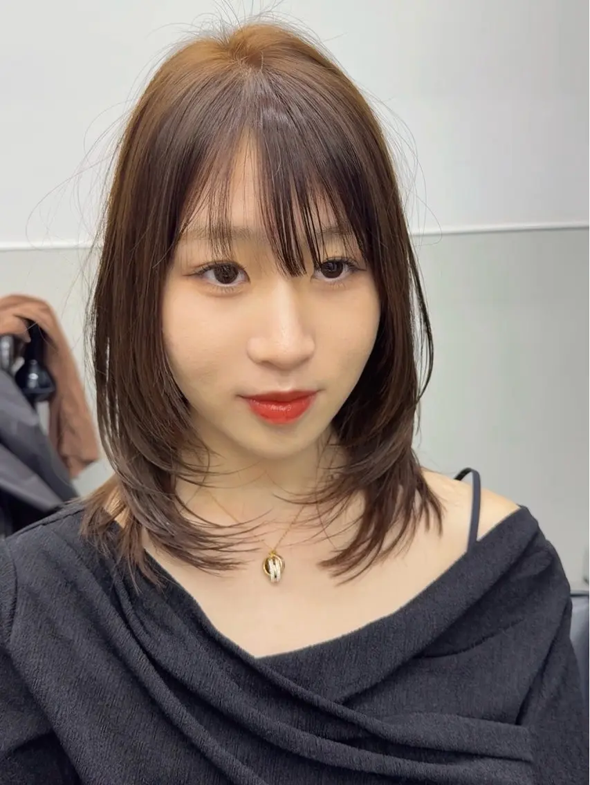 ミディアム カラー 韓国風ヘア レイヤーカット トリートメント ワンホンヘア カット ヘアカラー トリートメント 韓国ヘア🇰🇷 スズキのヘアスタイル