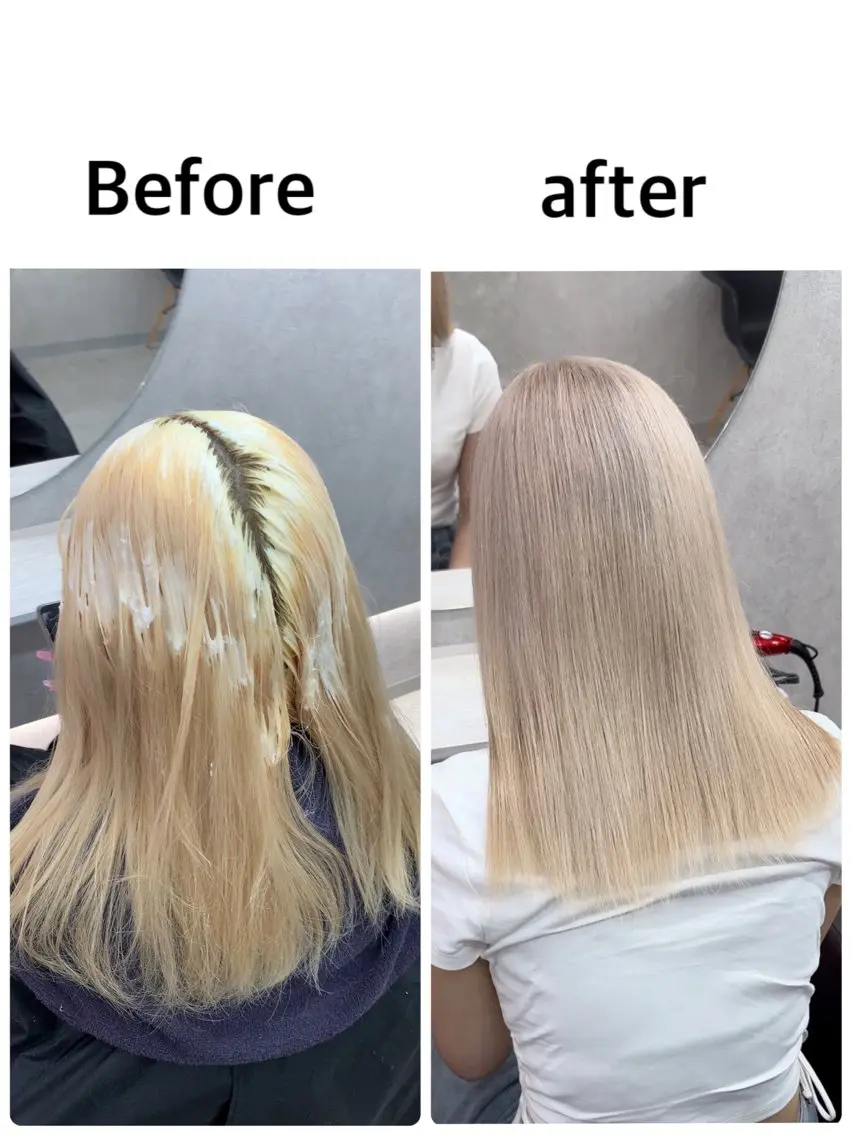 セミロング カラー ヘアカラー トリートメント ヘッドスパ ハイトーン・ブリーチ ムラ修正　八須　錬のヘアスタイル