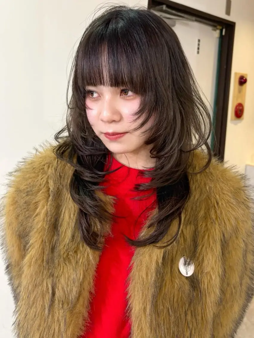 セミロング カラー 小顔カット カット ヘアカラー mizuki/ピンク ベージュ.レイヤーのヘアスタイル