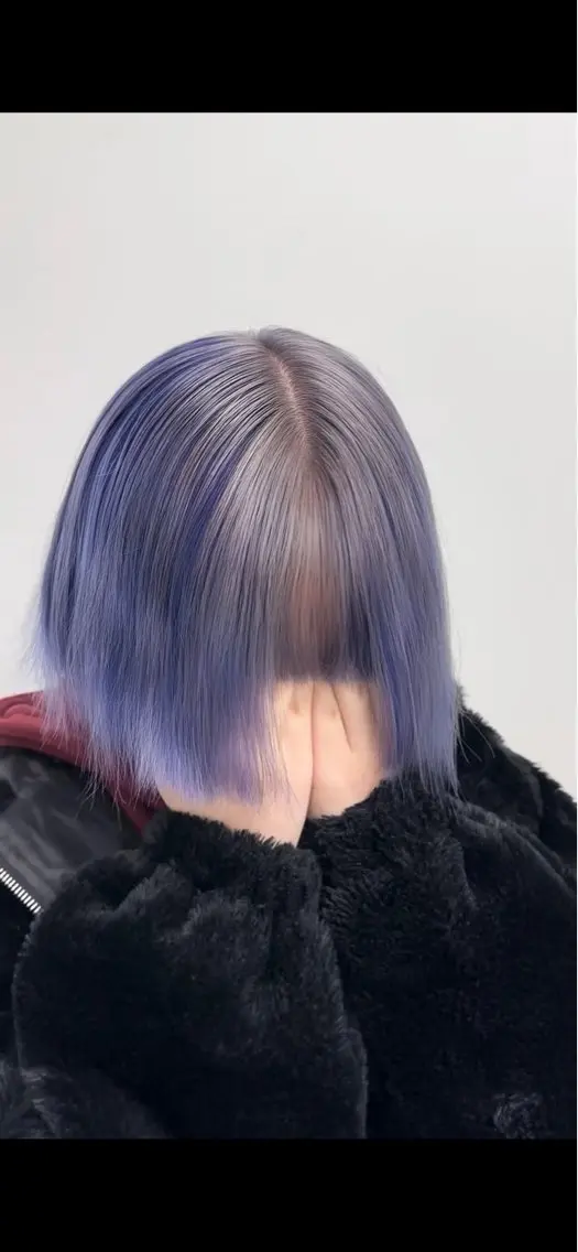 ミディアム カラー ブルーカラー ブルーパープル デザインカラー グラデーションカラー パープルカラー 髙木 利央のヘアスタイル
