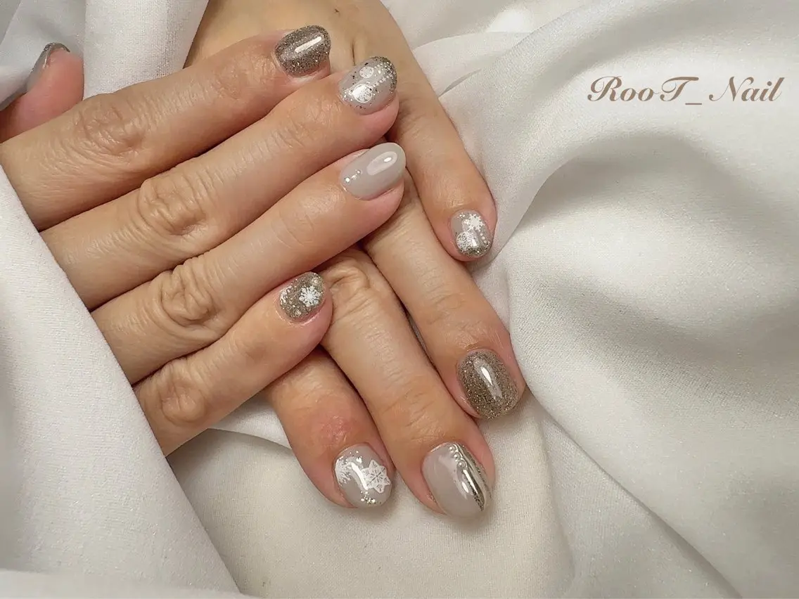 ネイル 冬ネイル ハンドネイル RooT Nailのネイルデザイン