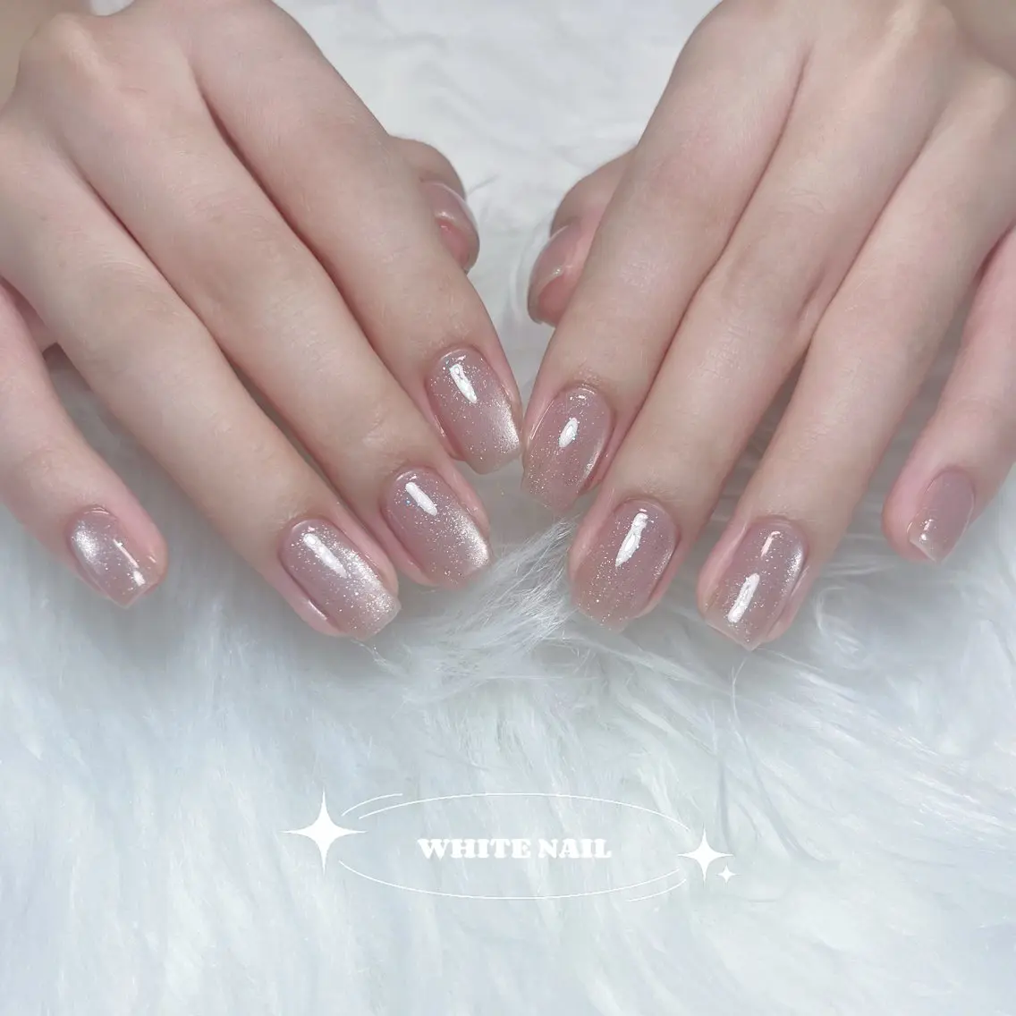 ネイル ラメ(グリッター) マグネットネイル ハンドネイル WHITE nail 栄店のネイルデザイン