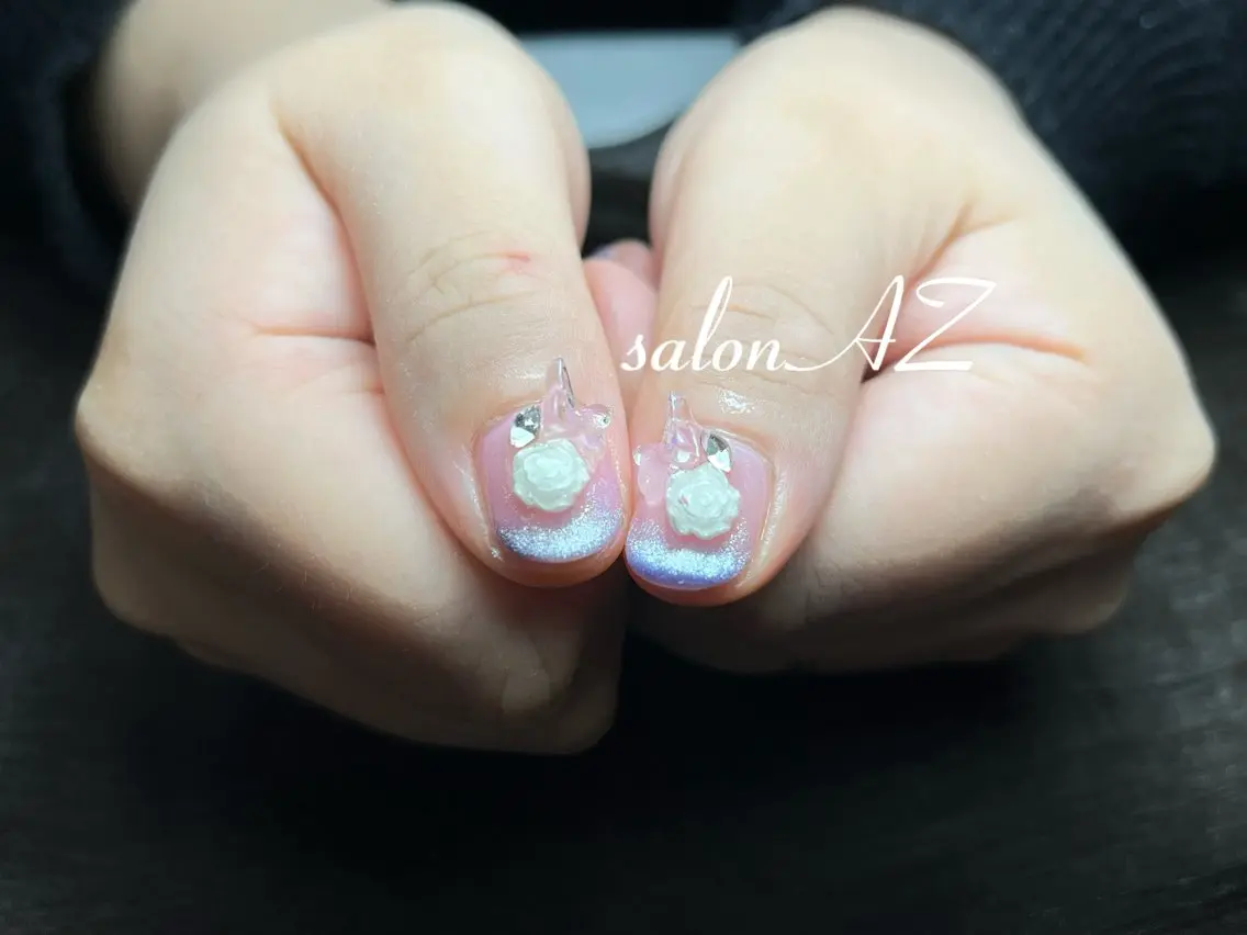 ネイル 桜ネイル 長さ出し フットネイル フレンチネイル ジェルネイル ハンドネイル salon AZのネイルデザイン