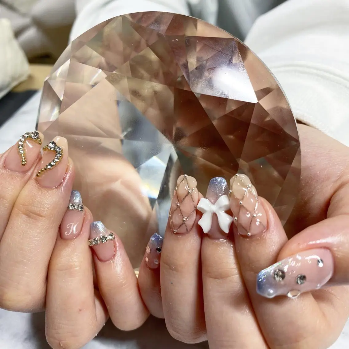 ネイル ハート リボン ワンホンネイル nail salon Bayのネイルデザイン