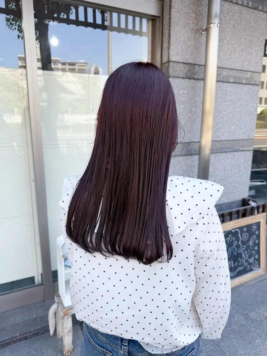 ロング カラー ピンクカラー カット ヘアカラー イワタ マハ/ minim hairのヘアスタイル