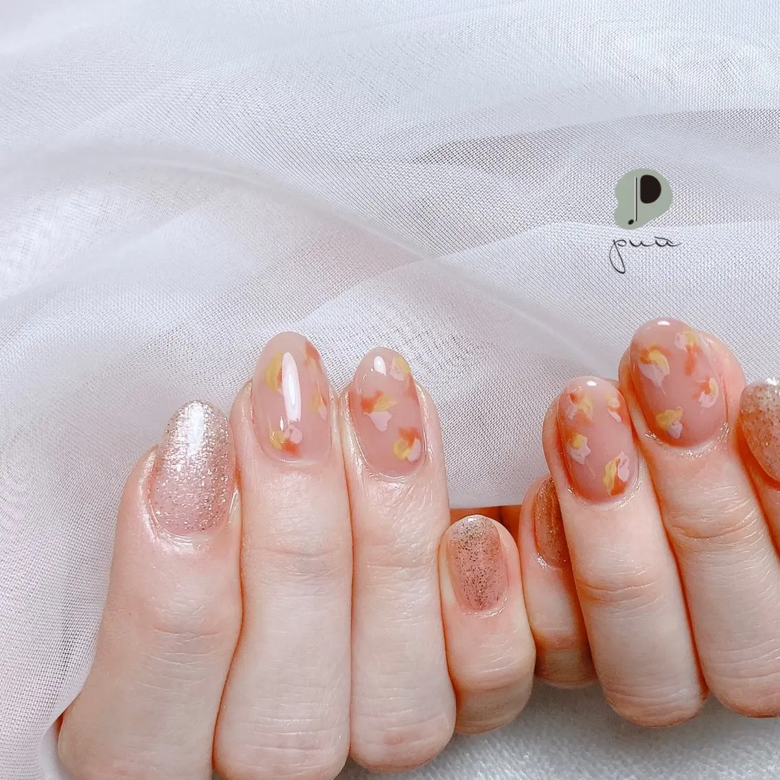 ネイル ジェルネイル ゴージャス 春ネイル ハンドネイル Nail salon puu kyotoのネイルデザイン