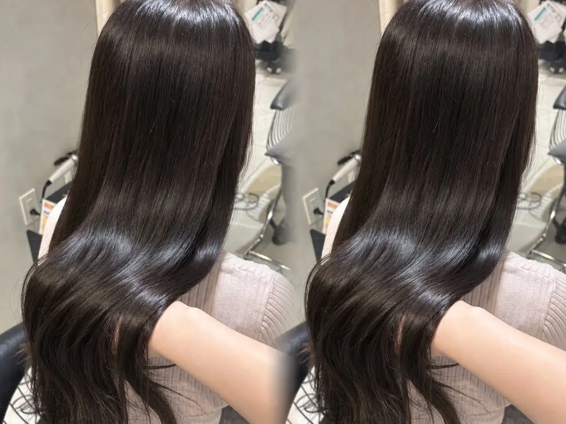 ロング ヘアカラー トリートメント ‎‎🤍艶髪 × 透明感カラー│フウカのヘアスタイル