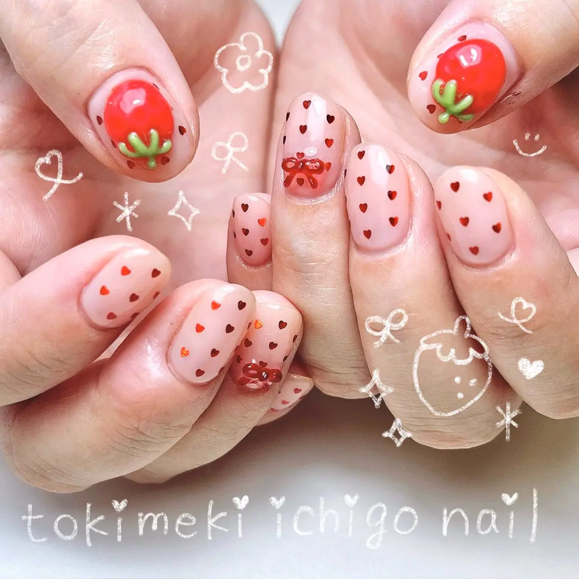 ネイル ハンドネイル いちごパフェ ゆいのネイルデザイン