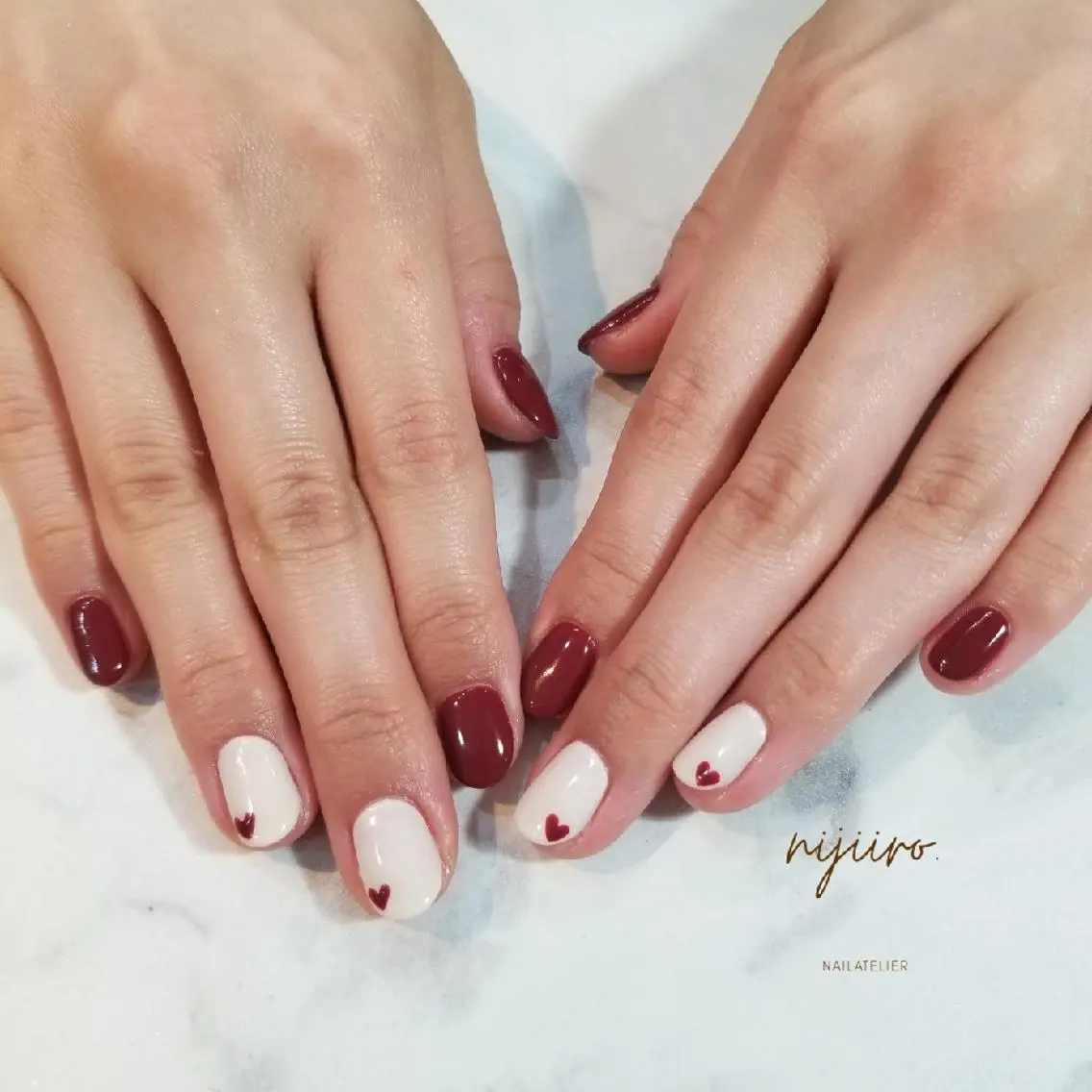 ネイル ハート ハンドネイル nijiiro🌈 サトウのネイルデザイン
