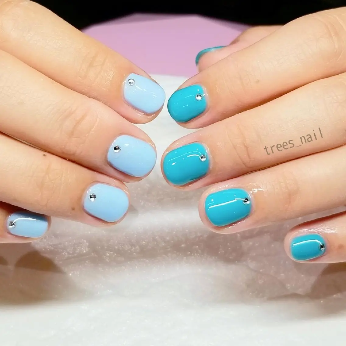 ネイル ブルー シンプルネイル trees_ nailのネイルデザイン