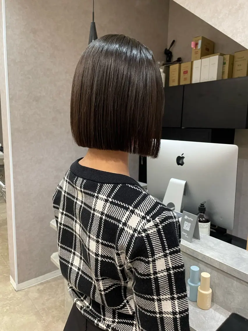 ショート パーマ カット パーマ 縮毛矯正 トリートメント 縮毛矯正ボブ/ 髪質改善/カットのヘアスタイル