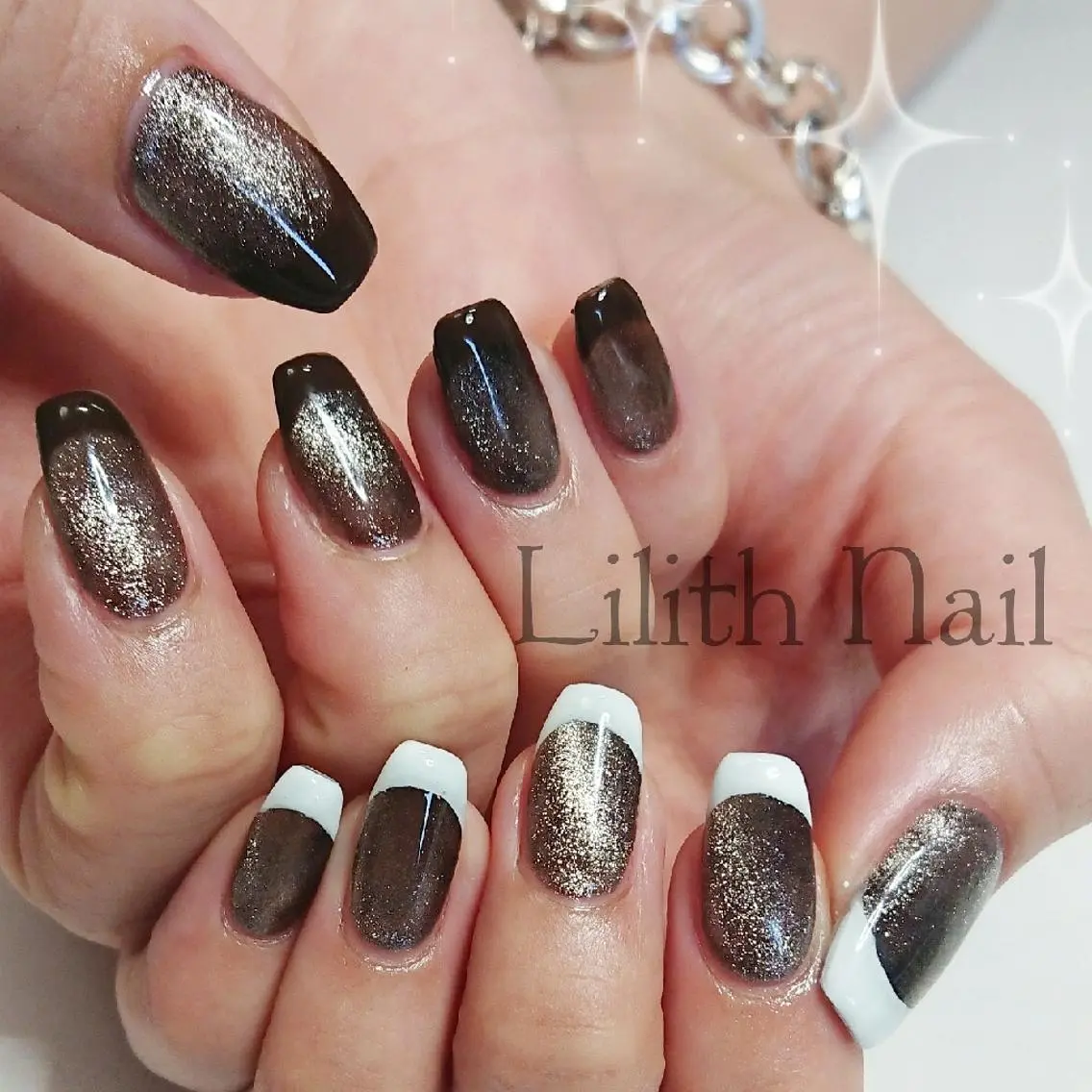 ネイル フレンチネイル マグネットネイル ハンドネイル Lilith Nailのネイルデザイン