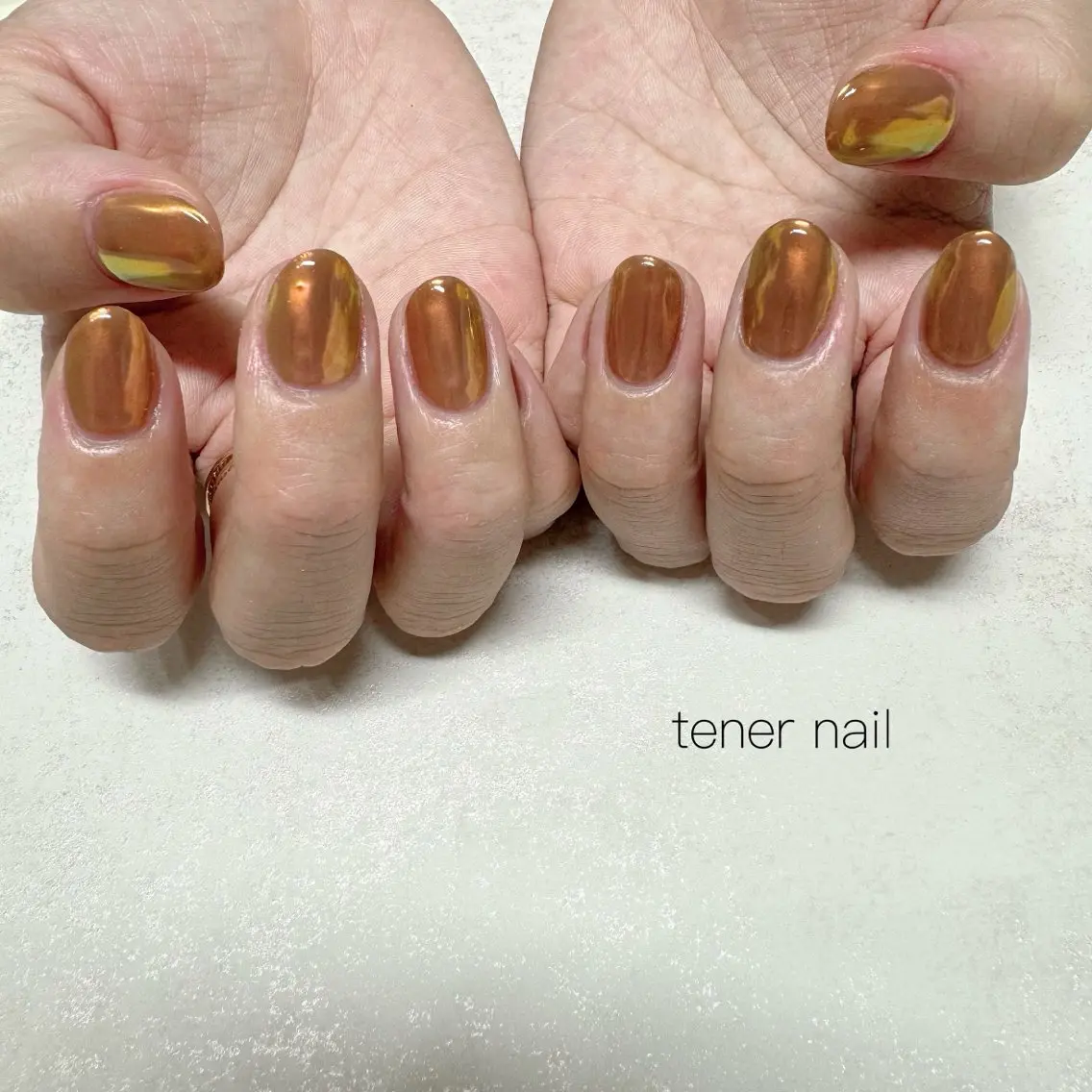 ネイル オーロラネイル ブラウン ハンドネイル テネルネイル tener nailのネイルデザイン