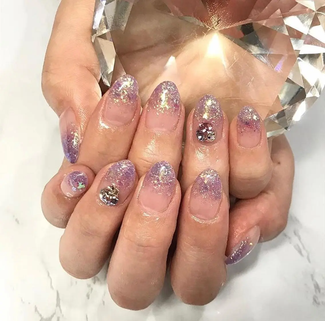 ネイル 渋谷／チップ長さ出し 👑アプレgel-xのネイルデザイン