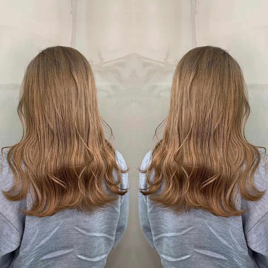 セミロング カラー アッシュ バレイヤージュ ベージュカラー ブロンド ブルーカラー ヘアカラー レイヤーカット/ 艶カラー/RYOMAのヘアスタイル