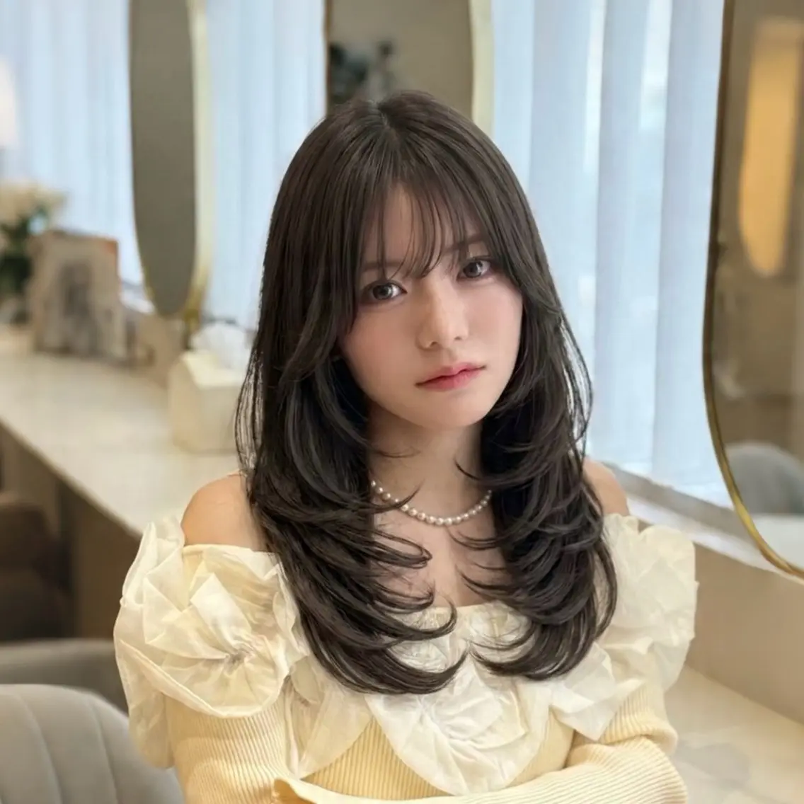 セミロング カラー カット ヘアカラー トリートメント RYU/レイヤー /透明感艶カラーのヘアスタイル