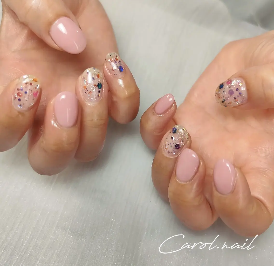 ネイル キラキラネイル ワンカラーネイル ハンドネイル carol nailのネイルデザイン
