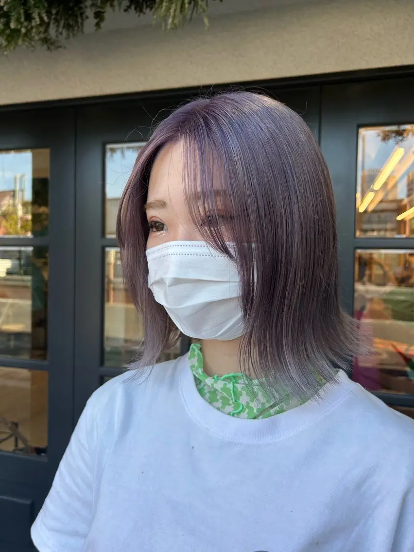 カラー グレージュ ラベンダーカラー ラベンダーグレージュ ラベンダーグレー ヘアカラー 透明感カラー レイヤー/むつきのヘアスタイル